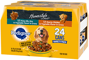 PEDIGREE Homestyle Meals 24 can Adult Canned Wet Dog Food Variety