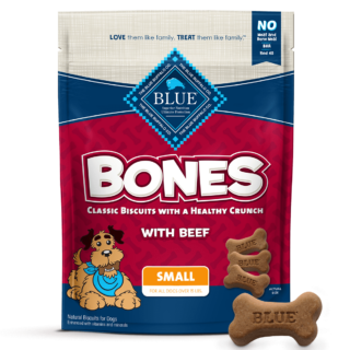 Blue Buffalo Bones Natural Crunchy Dog Treats With Beef, Small Dog Biscuits 453g