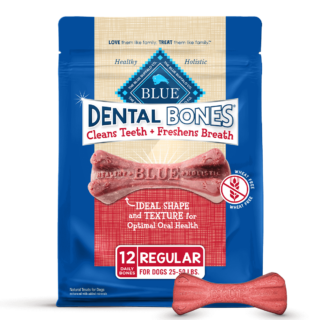 Blue Buffalo Dental Bones All Natural Rawhide-Free 12 Count Regular Dental Dog Treats 340g