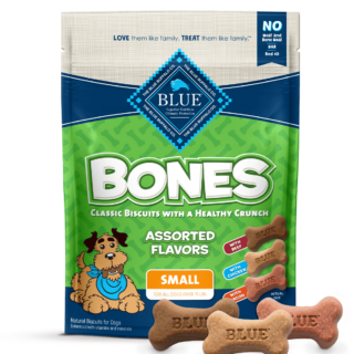 BLUE BUFFALO BLUE Bones Crunchy Dog Biscuits Small Bones with Real Meat Dog Treats 340g