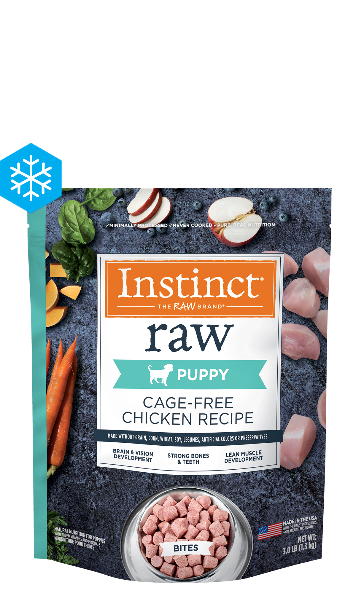 Instinct Raw Frozen Bites Cage Free Chicken Recipe for Puppies Dry