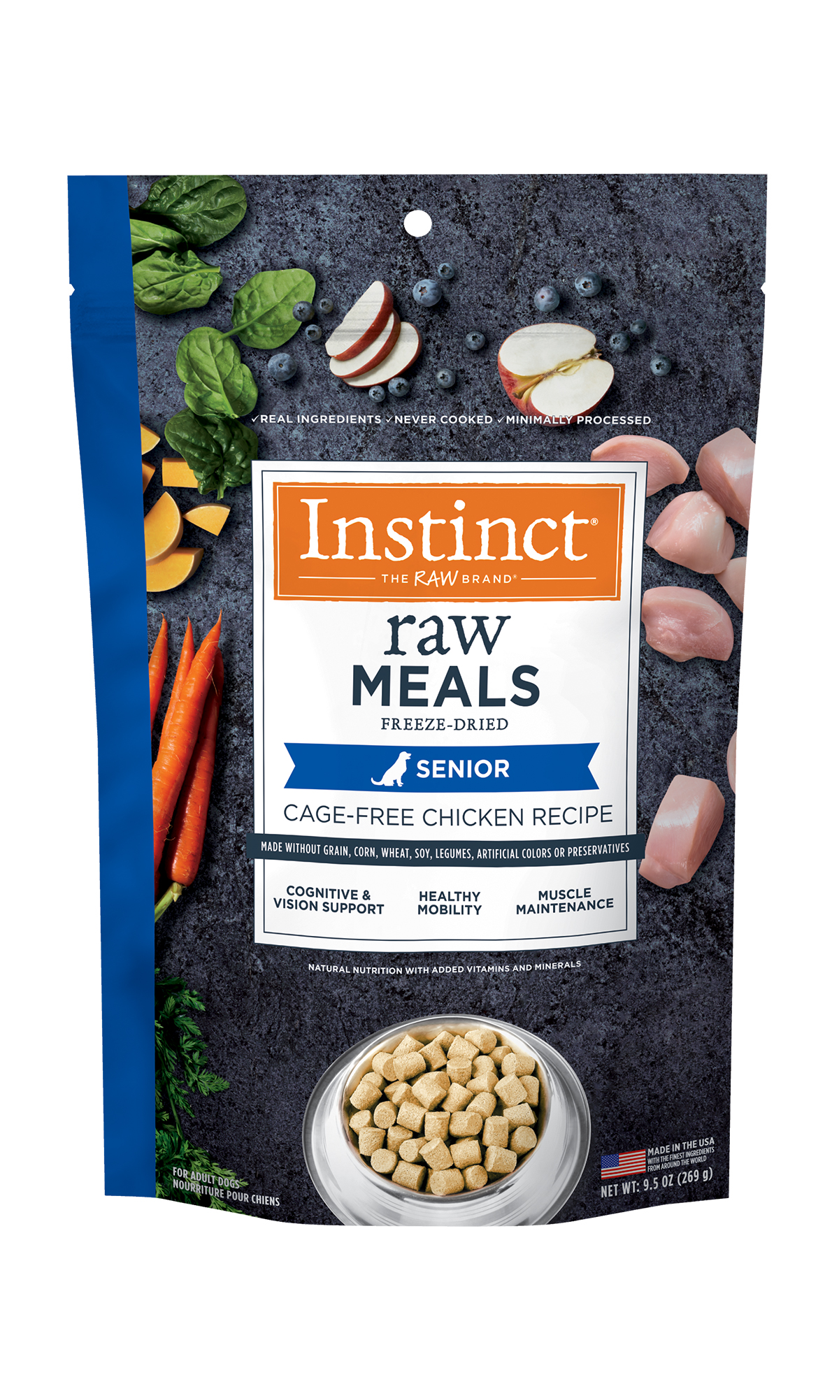 Instinct Raw Freeze Dried Meals Grain Free Cage Free Chicken Recipe Senior Dry Dog Food 269g