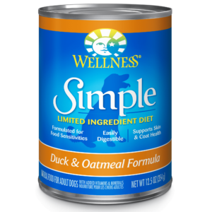 Wellness Simple Limited Ingredient Diet Duck & Oatmeal Formula Case of 12 Canned Dog Food 354g