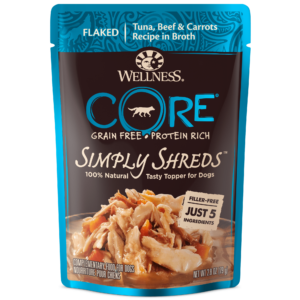 Wellness CORE Simply Shreds Tuna, Beef & Carrots Case of 12 Wet Dog Food Topper 79g