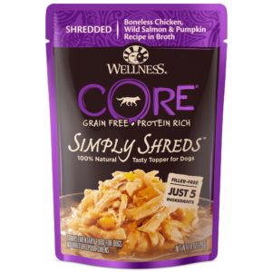 Wellness CORE Simply Shreds Chicken, Salmon & Pumpkin Case of 12 Wet Dog Food Topper 79g