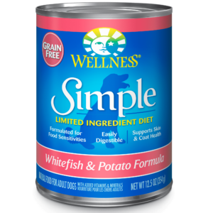 Wellness Simple Limited Ingredient Diet Grain-Free Whitefish & Potato Formula Case of 12 Canned Dog Food 354g