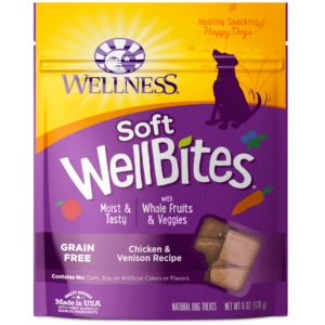 Wellness WellBites Chicken & Venison Recipe Soft & Chewy Grain-Free Dog Treats 170g