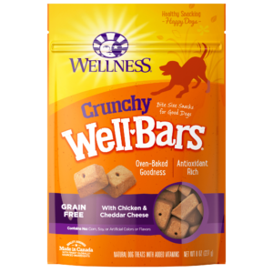 Wellness Crunchy WellBars Grain-Free Chicken and Cheddar Baked Dog Treats 567g