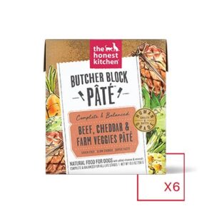 The Honest Kitchen Butcher Block Pate Beef, Cheddar & Farm Veggies Pate Case of 6 Wet Dog Food 298g