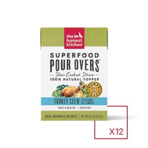 The Honest Kitchen Superfood POUR OVERS Turkey Stew with Veggies Case of 12 Wet Dog Food Topper 156g