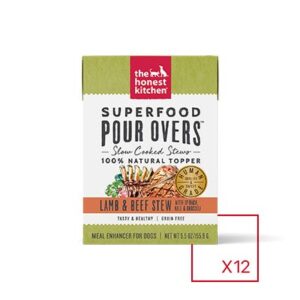 The Honest Kitchen Superfood POUR OVERS Lamb & Beef Stew with Veggies Case of 12 Wet Dog Food Topper 156g