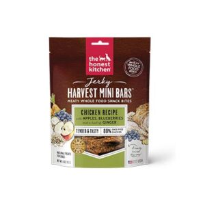 The Honest Kitchen Jerky Harvest Mini Bars Chicken Recipe With Apples & Blueberries Dog Treats 113g