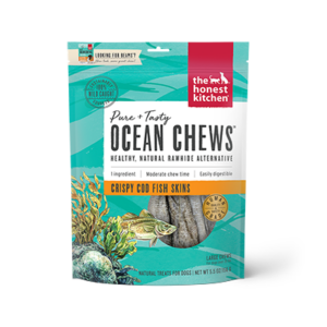 The Honest Kitchen Beams Ocean Chews Cod Fish Skins Dehydrated Dog Treats 156g