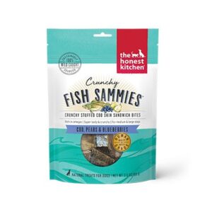 The Honest Kitchen Crunchy Fish Sammies Cod, Pears & Blueberries Dehydrated Dog Treats 99g