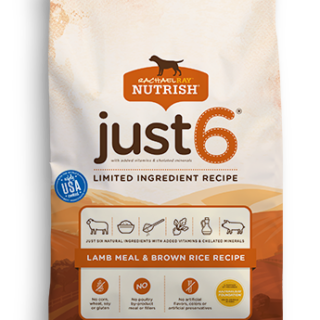 Rachael Ray Nutrish Just 6 Natural Lamb Meal & Brown Rice Limited Ingredient Recipe Dry Dog Food 12.7kg