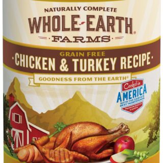 Whole Earth Farms Grain-Free Chicken & Turkey Recipe Case of 12 Canned Dog Food 360g