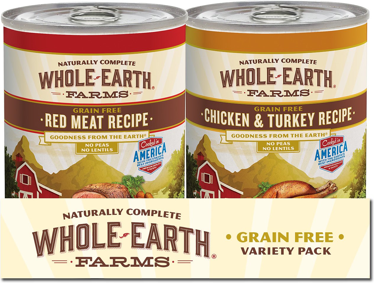 Whole Earth Farms Chicken Turkey Red Meat Recipes Grain Free Variety Pack of 12 Wet Dog Food 360g