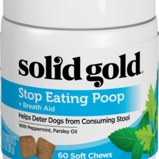 Solid Gold Supplements Stop Eating Poop + Breath Aid Soft Chews Grain-Free 60 Count Dog Supplement 90g