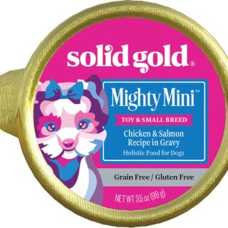 Solid Gold Mighty Mini Chicken & Salmon Recipe in Gravy Grain-Free Small & Medium Breed Case of 12 Dog Food 99g