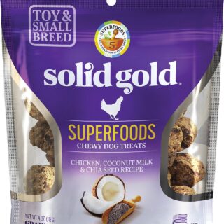 Solid Gold Superfoods Chicken, Coconut Milk & Chia Seed Recipe Small Breed Chewy Grain-Free Dog Treats 113g