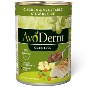 AvoDerm Natural Grain-Free Chicken & Vegetable Stew Recipe Adult & Puppy Case of 12 Canned Dog Food 355g