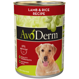 AvoDerm Natural Lamb Meal & Brown Rice Recipe Case of 12 Canned Dog Food 368.5g