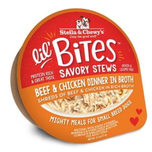 STELLA & CHEWY'S LIL BITES SAVORY STEWS BEEF & CHICKEN DINNER IN BROTH CASE OF 24 WET DOG FOOD 77g