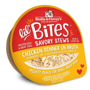 STELLA & CHEWY'S LIL BITES SAVORY STEWS CHICKEN DINNER IN BROTH SMALL BREED CASE OF 24 WET DOG FOOD 77g