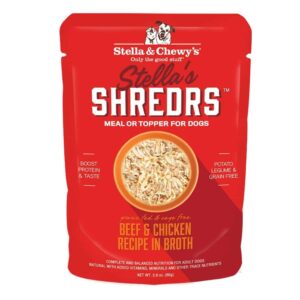 STELLA & CHEWY'S STELLAS SHREDRS BEEF & CHICKEN RECIPE IN BROTH ADULT WET DOG FOOD 80g