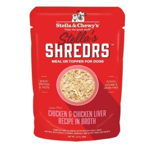 STELLA & CHEWY'S STELLAS SHREDRS CHICKEN & CHICKEN LIVER RECIPE IN BROTH ADULT WET DOG FOOD 80g