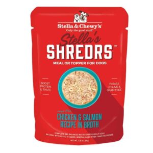 STELLA & CHEWY'S STELLAS SHREDRS CHICKEN & SALMON RECIPE IN BROTH ADULT WET DOG FOOD 80g