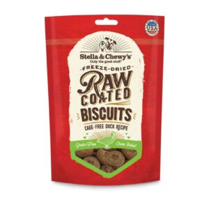 Stella & Chewy's Raw Coated Biscuits Cage-Free Duck Recipe Freeze-Dried Grain-Free Dog Treats 255g