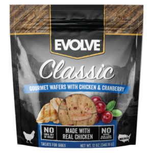 EVOLVE CLASSIC GOURMET WAFERS WITH CHICKEN & CRANBERRY DOG TREATS 340g