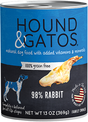 Hound Gatos 98 Rabbit Grain Free Case of 12 Canned Dog Food 369g