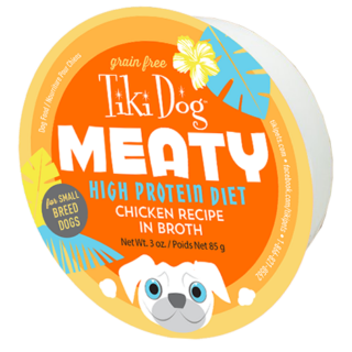 Tiki Dog MEATY High Protein Diet Chicken Recipe in Broth Grain-Free Case of 4 Wet Dog Food 85g