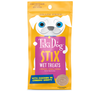 Tiki Dog STIX Chicken in Creamy Gravy Grain-Free Case of 12 Dog Treats 85g