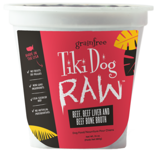 Tiki Dog Raw Beef, Beef Liver & Beef Bone Broth Grain-Free Puree Frozen Case of 3 Dog Food 680g