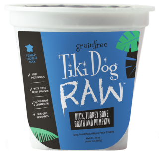 Tiki Dog Raw Duck, Turkey Bone Broth and Pumpkin Grain-Free Puree Frozen Case of 3 Dog Food 680g