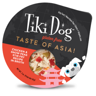 Tiki Dog Petites Taste of the World Asian Chicken Stir Fry Chicken and Snow Peas Recipe Case of 4 Wet Dog Food 85g