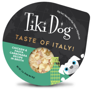 Tiki Dog Petites Taste of the World Italian Carbonara in Broth Grain-Free Case of 4 Wet Dog Food 85g