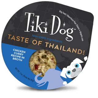 Tiki Dog Petites Taste of the World Thai Chicken Curry in Broth Grain-Free Case of 4 Wet Dog Food 85g