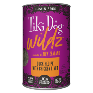 Tiki Dog Wildz Duck Recipe with Chicken Liver Grain-Free Case of 12 Wet Dog Food 375g