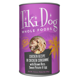 Tiki Dog Luau Whole Foods Chicken Recipe with Brown rice and Sweet Potatoes in Chicken Consommé Grain-Free Wet Dog Food 385g