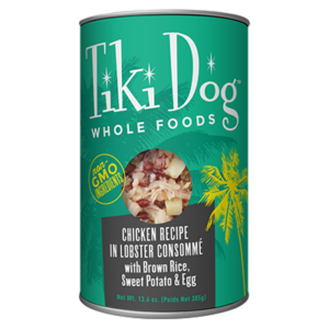 Tiki Dog Luau Whole Foods Chicken Recipe with Brown rice, Sweet Potatoes and Egg in Lobster Consommé Grain-Free Wet Dog Food 385g