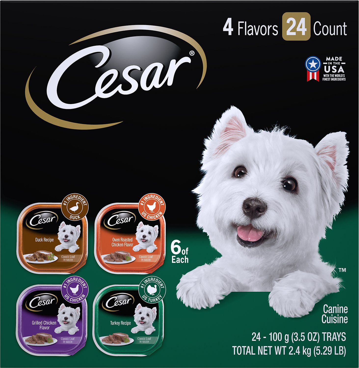 Cesar Poultry Variety Pack of 24 with Real Chicken Turkey Duck