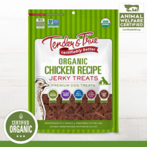 TENDER AND TRUE ORGANIC CHICKEN JERKY PREMIUM GRAIN-FREE DOG TREATS 113G