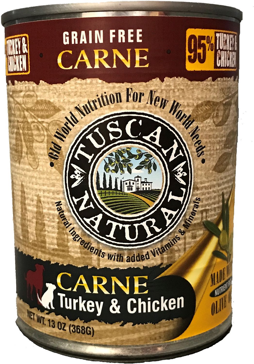 TUSCAN NATURAL Carne Grain Free Recipe Case of 12 Wet Canned Dog Food 368g