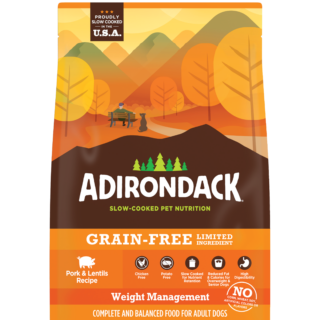 ADIRONDACK LIMITED INGREDIENT WEIGHT MANAGEMENT PORK & LENTILS RECIPE GRAIN-FREE DRY DOG FOOD 11.3KG