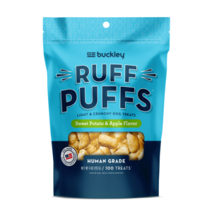 BUCKLEY Ruff Puffs Sweet Potato & Apple Flavor Human Grade Dog Treats 113g