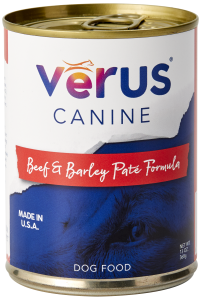 VERUS Beef & Barley Pâté Formula Case of 12 Wet Canned Dog Food 369g